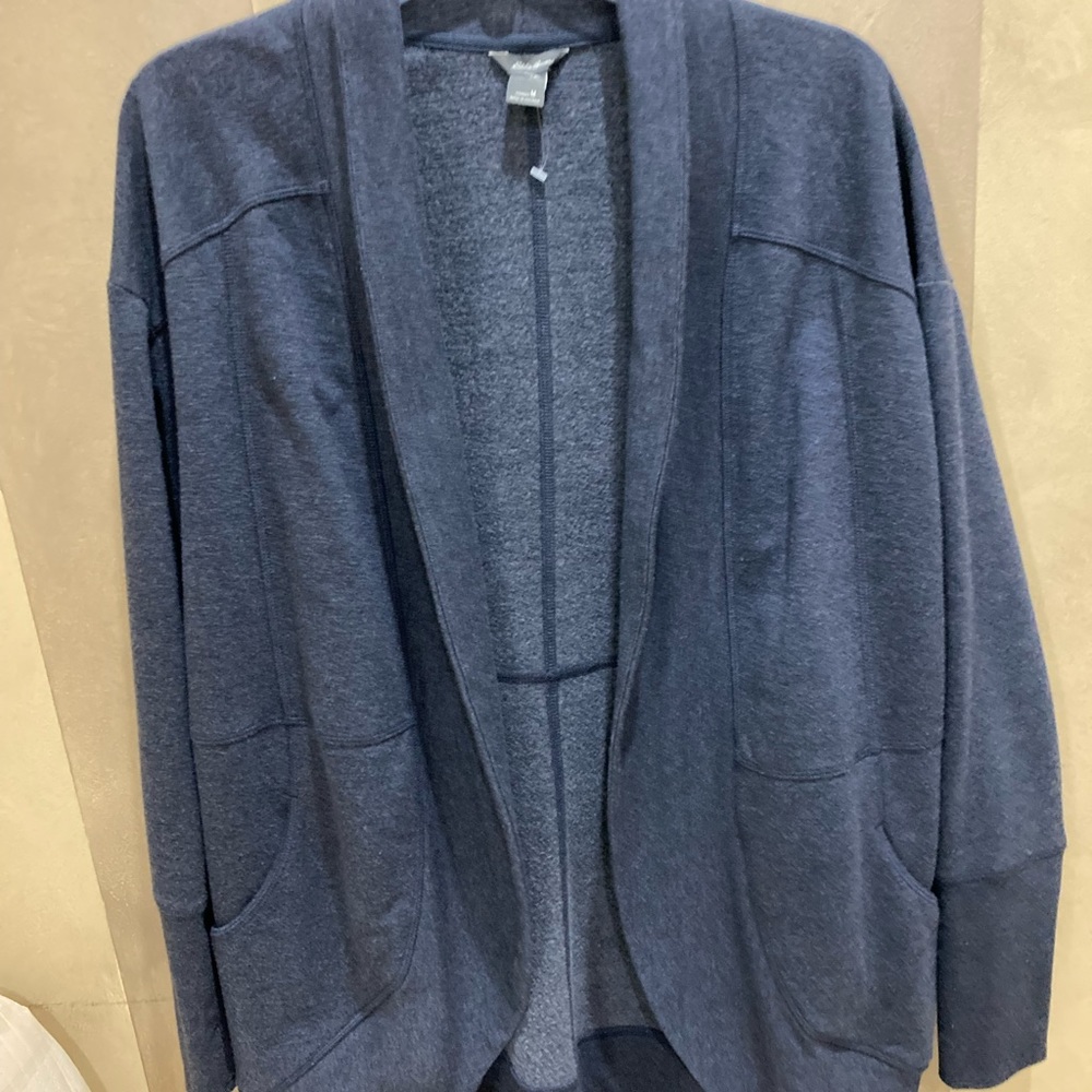 Eddie Bauer Cozy Open Front Fleece Lined Sweater/Jacket